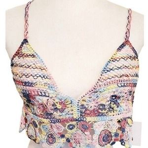 New LA Vie 89 Crochet Floral Boho Bralette Size M/L